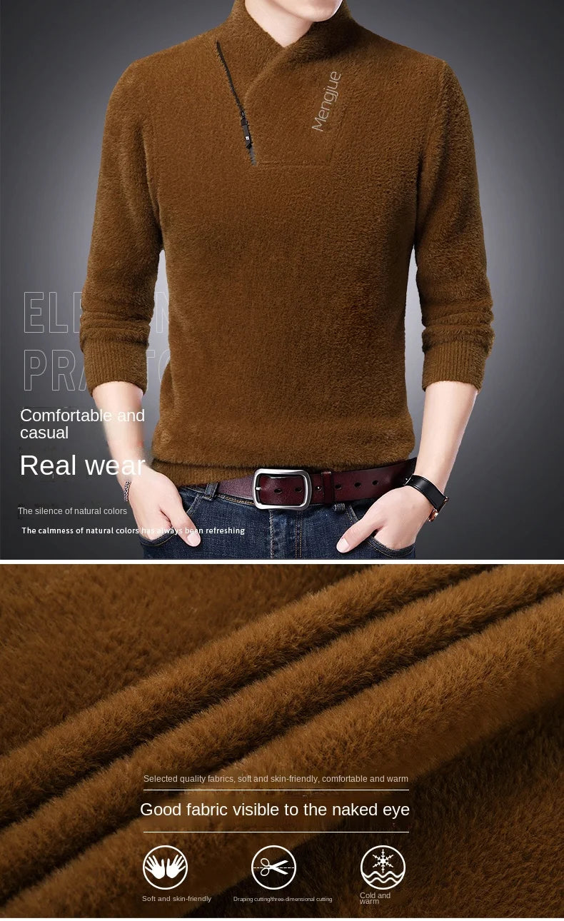 Men's Top Grade Mink Fashion Brand, Designer Pullover Knitted Turtleneck Sweater, and Autumn Casual Male Clothing
