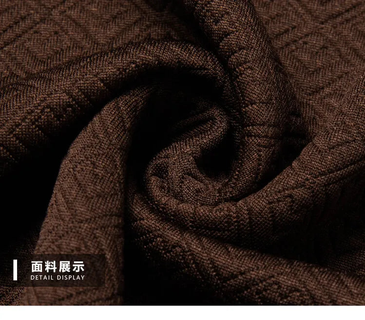 Men's Zipper Stand-Up Collar Long Sleeve T-shirt, Autumn & Winter Fashion Brand Loose Pullover With Advanced Geometric Jacquard Fabric