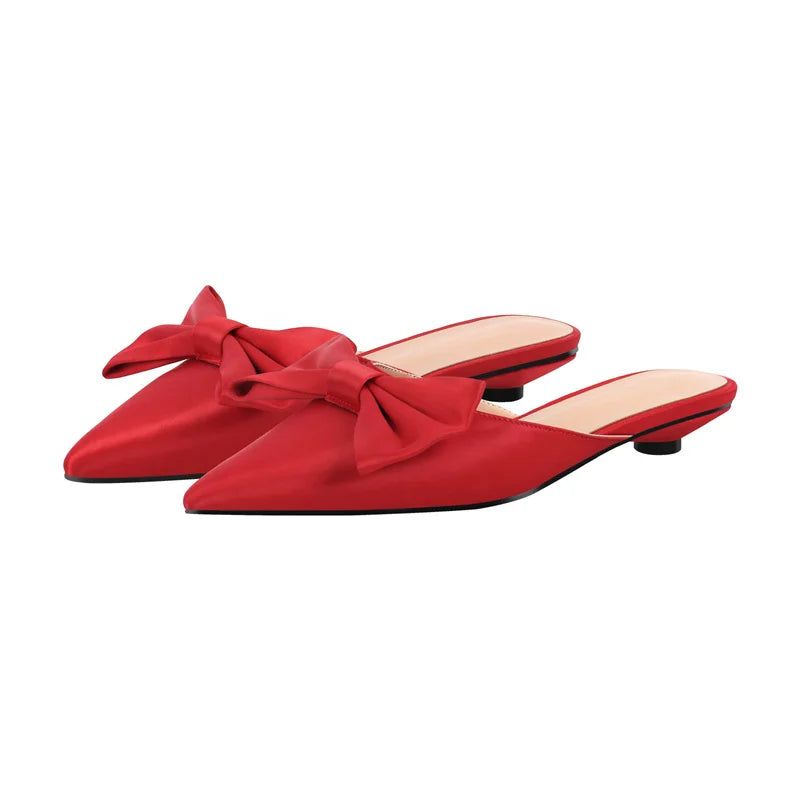 Women Mules Pointed Toe Butterfly-knot Plus Size Shoes