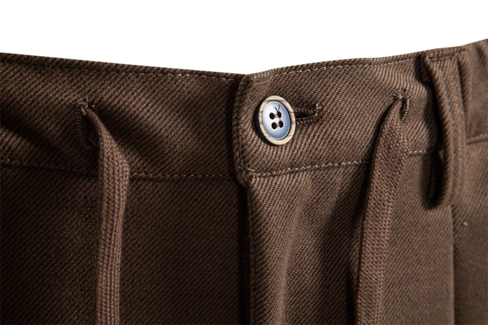Men's Thermal Pants Solid Colour Winter Warm Casual Trousers Elastic Waist with Drawstring Slim Fit Zipper Pants