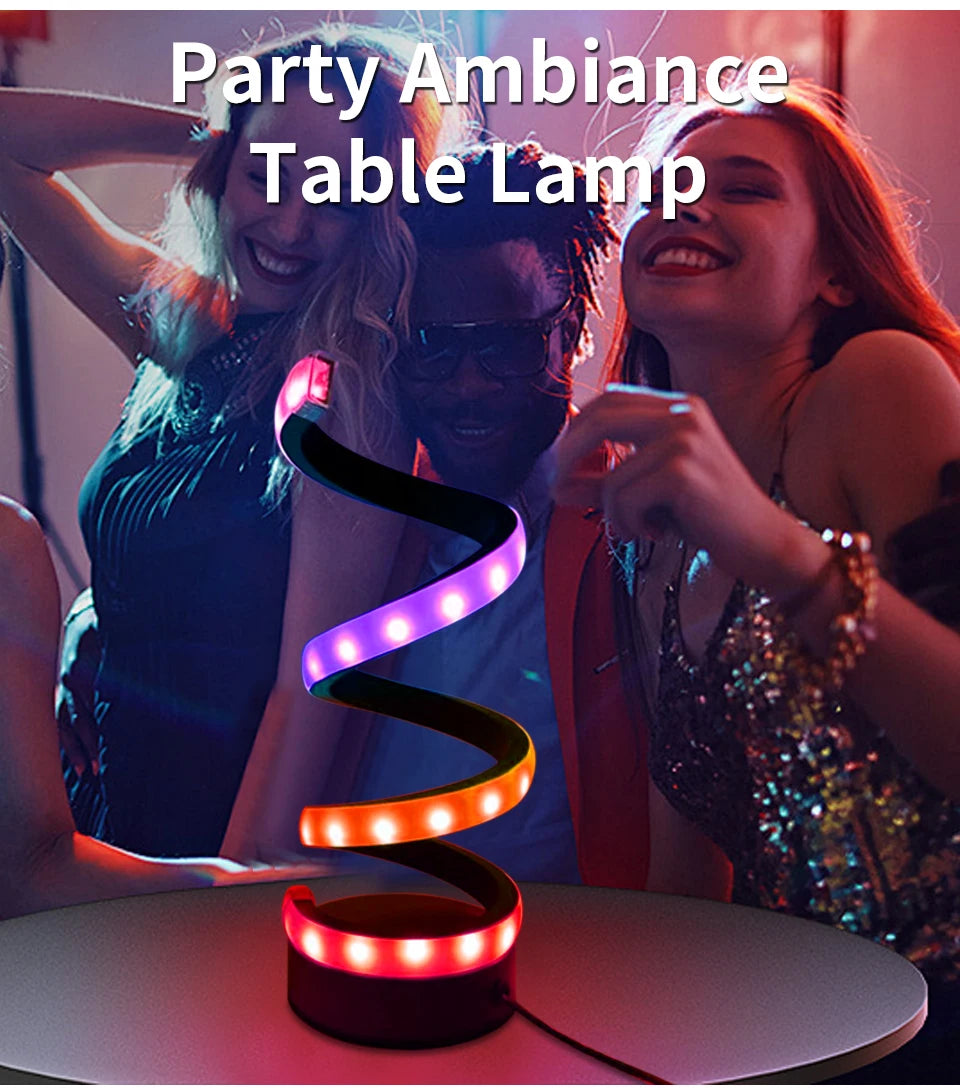 Creative LED Desk Lamp Modern Spiral Table Lamp RGB Dimming Ambient Light Portable Bar Cafe Bedroom Living Room Decorate Lamp