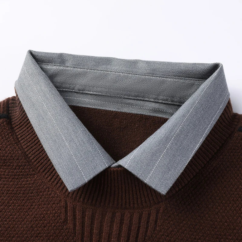 Men's Solid Colour Sweater, Stretchy and Warm For Autumn, Suitable For Business Casual and Male Daily Commute