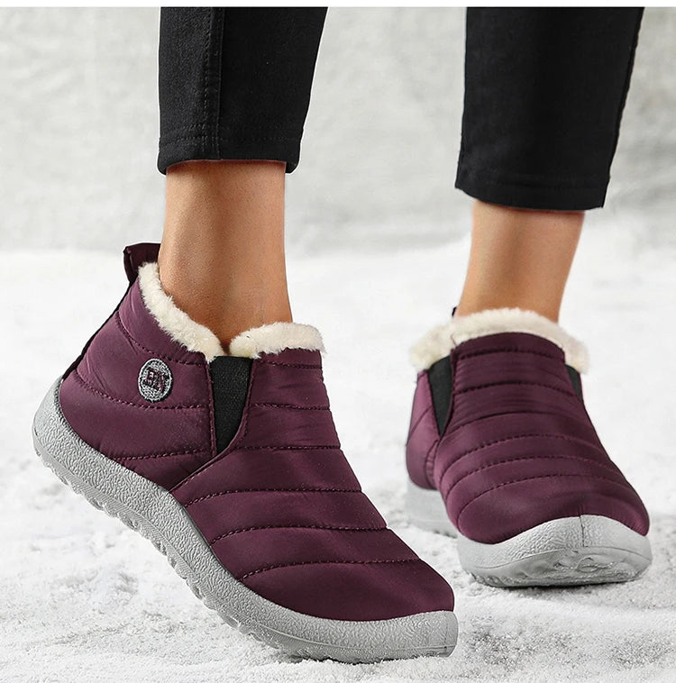 Men's Warm Fur Flat Shoes Waterproof Winter Slip-On Sneakers For Men