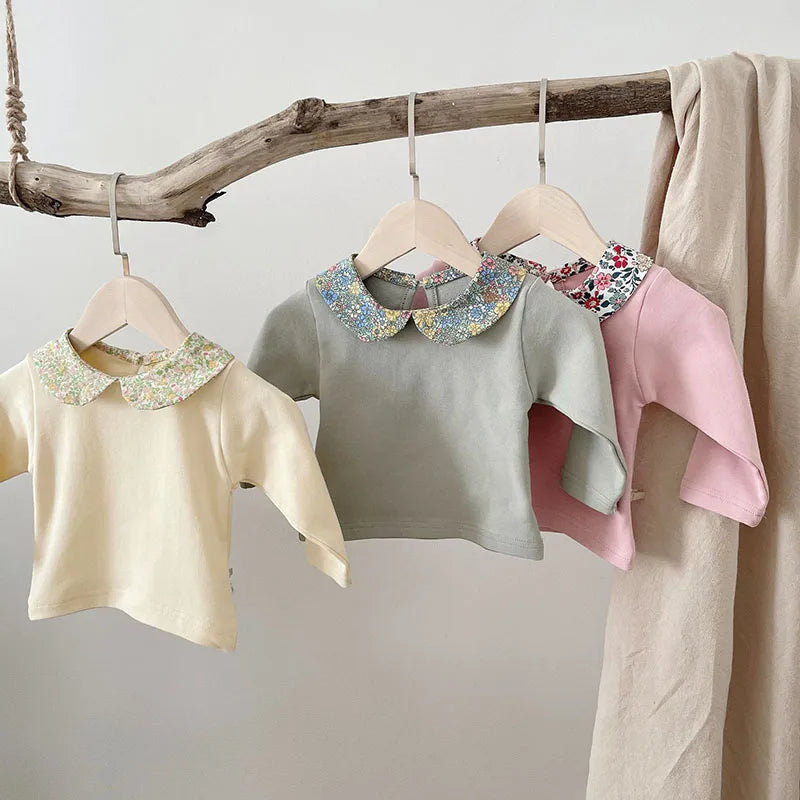 New Spring Baby Shirt Girls Cute Floral Blouse Toddler Outwear Clothes Infant Tops 0-2Y Girls
