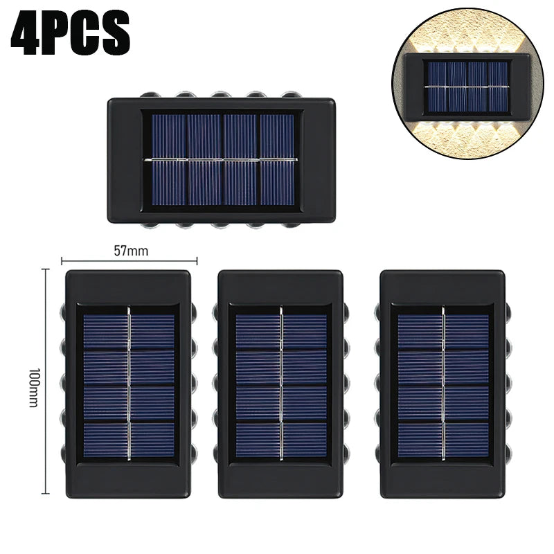 10 LED Solar Wandlamp Buiten Waterdicht Zonne-energie Licht Omhoog en Omlaag Verlicht Huis Tuin Veranda Tuindecoratie