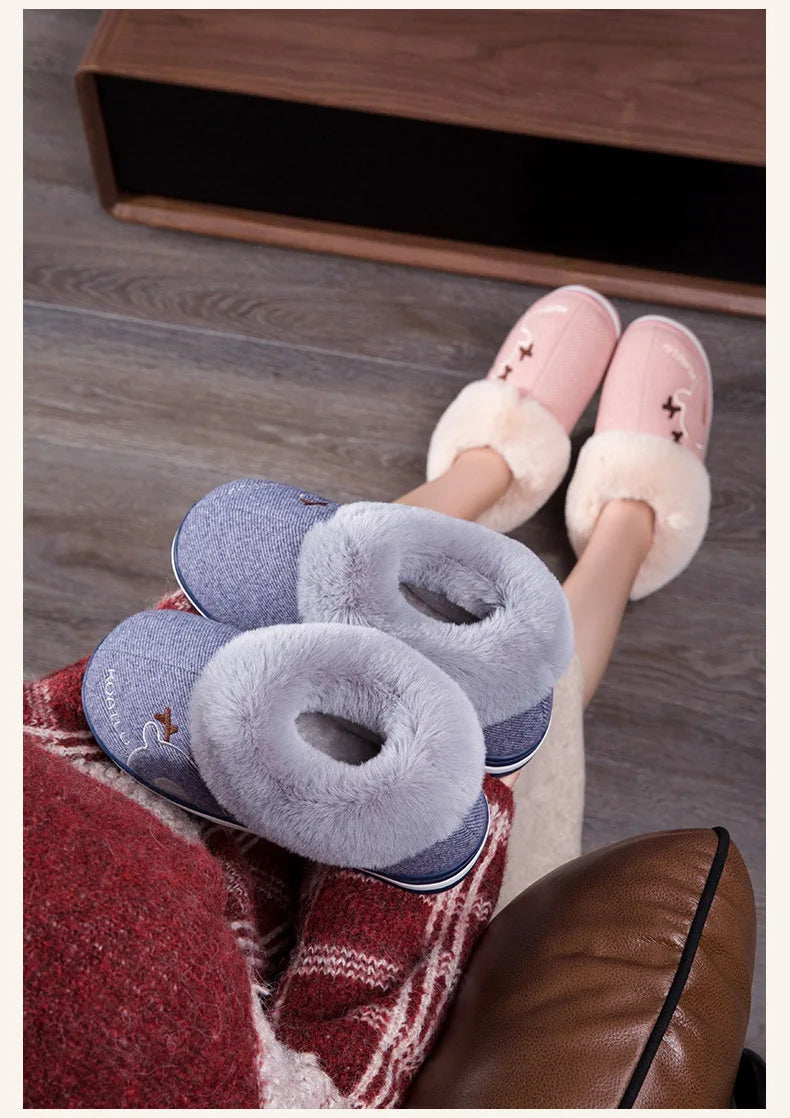 Unisex Warm Plush Winter Slippers Indoor Furry Fluffy Cotton Slides Suitable As Comfortable Home Bedroom Shoe For Men & Women