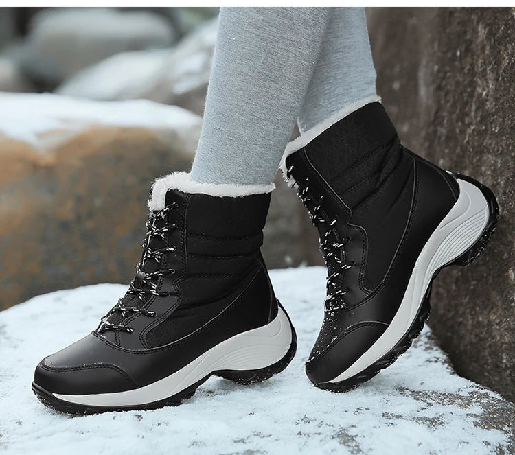 Women's Boots Snow Solid Shoes Woman Platform Women Shoes 2025 Trend Mid Women's High Boots Plush Women Boots Botas Mujer