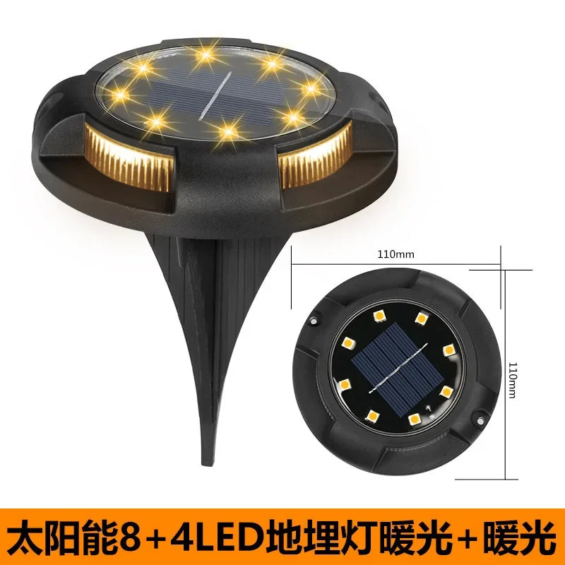 12LED Solar Ondergrondse Verlichting Circulair Buiten Tuin Solar Ondergrondse Verlichting Dekverlichting Begraven Solar Verlichting Tuindecoratie