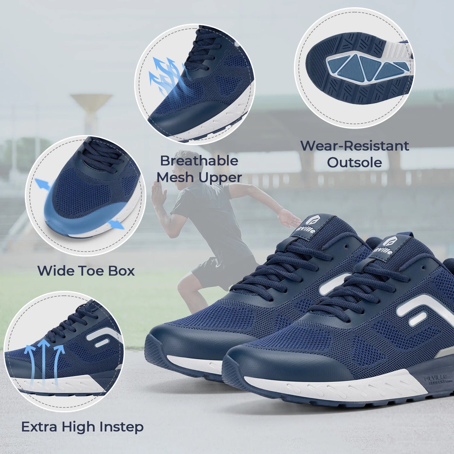 Men's Casual Sport Shoes Light Sneakers Lightweight Anti-slip Athletic Jogging Shoes For Swollen Feet Arch Support