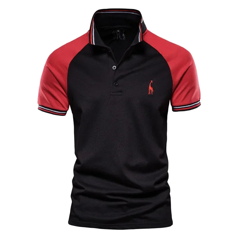 Men's Cotton Polos Giraffe Embroidery Short Sleeve Polo Shirts for Men High Quality Brand Design Polos Men Clothing