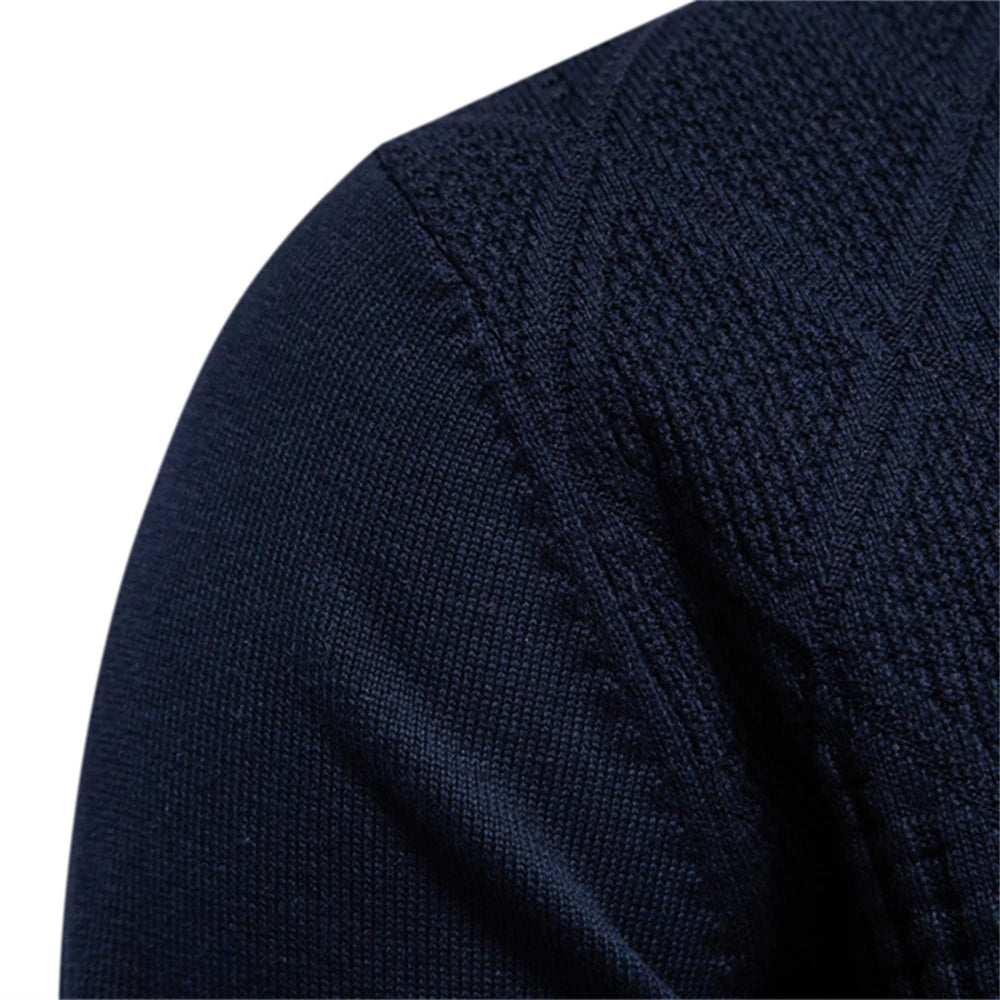 Men's Autumn Cotton Polo Neck Sweaters High Quality Pullover Knitted Sweater England Style Casual Social Pullover For Men