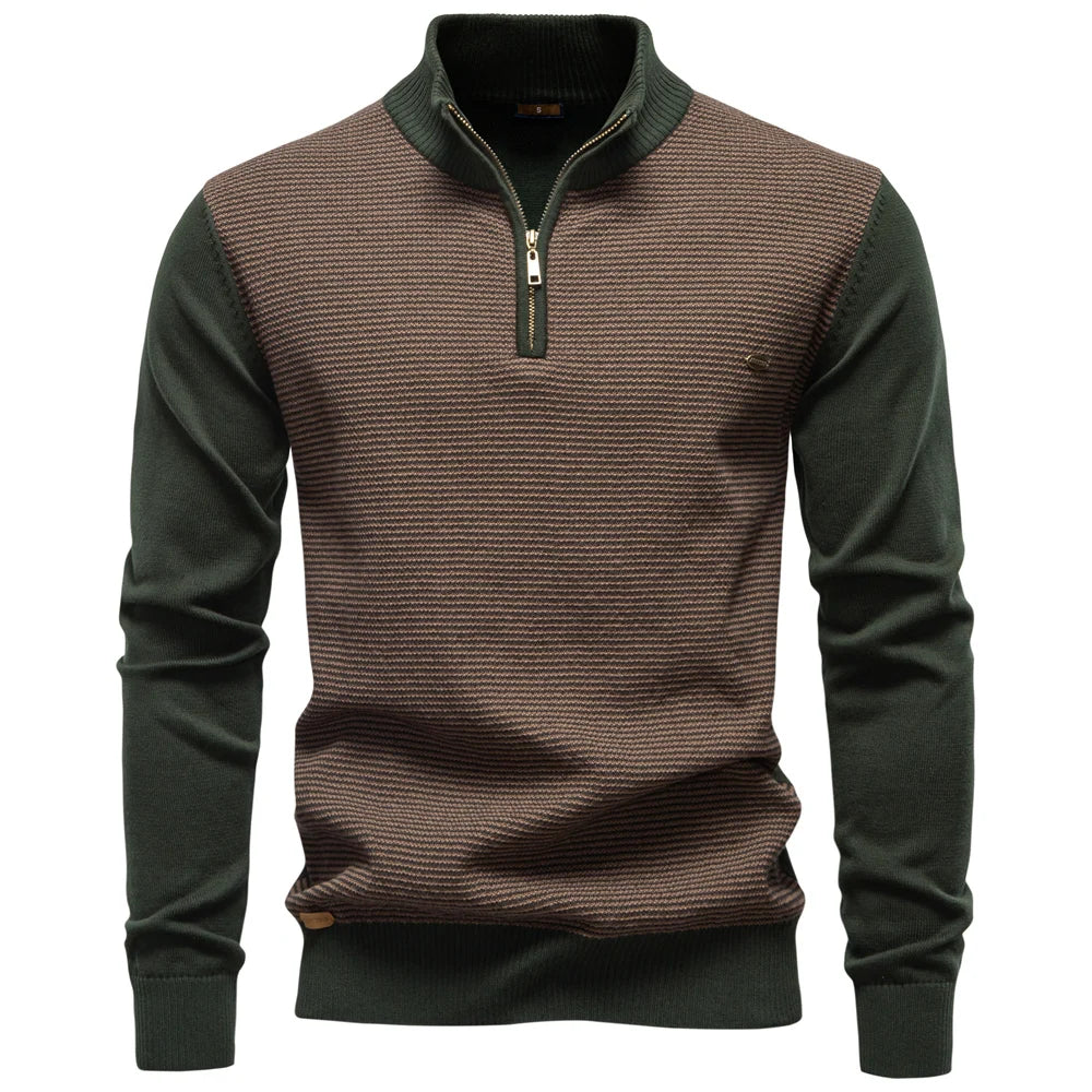 Men's Striped Sweater Solid Colour Knitted Pullover Warm Luxury Cotton Autumn Winter Casual Turtleneck Men's Sweaters