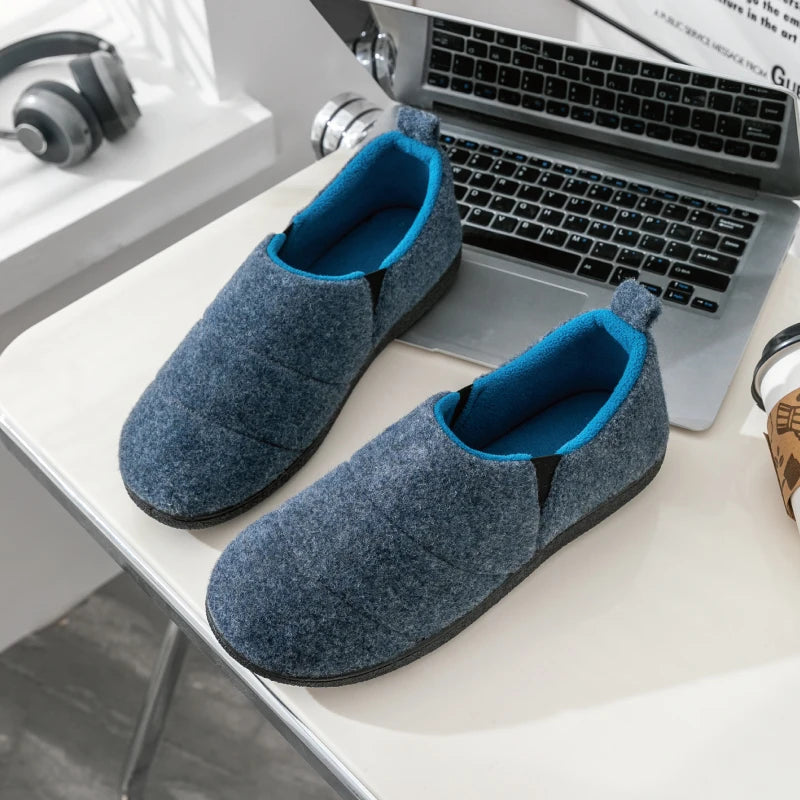 Men's Winter Plush Slippers Warm Fuzzy Soft Bottom Slides Comfortable Bedroom Shoes Indoor Male Anti-Slips Slippers