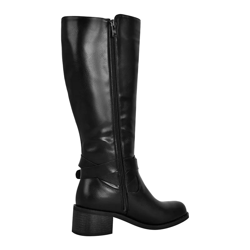Women Knee High Boots Heeled Fashion Winter Gothic Matte Motorcycle Boots