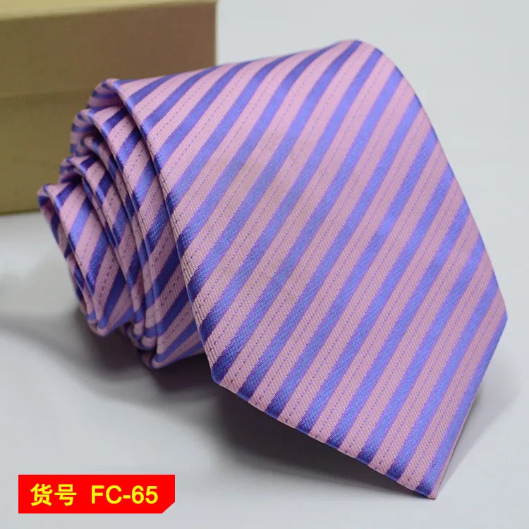 Men's Solid Color Stripe Floral Jacquard Necktie 7-8cm Width Fashionable Daily Wear Cravat for Wedding Party Gift