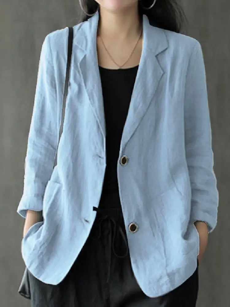Elegant Solid Blazer Women Autumn Overcoats Casual Long Sleeve Single Button Coats Female Lapel Outwears Oversized