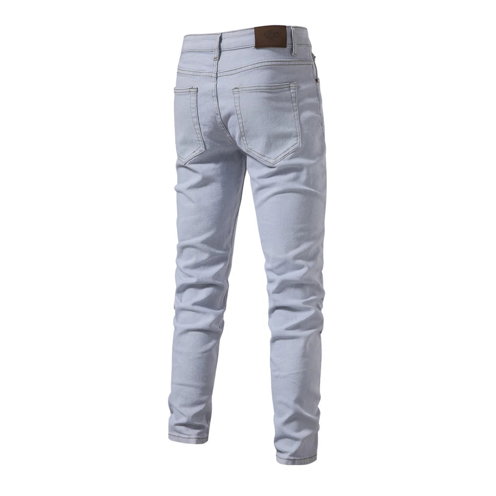 Men's Autumn Denim Jeans Pants Slim Fit Straight Quality Cotton Jeans Business Casual Denim Pants For Men