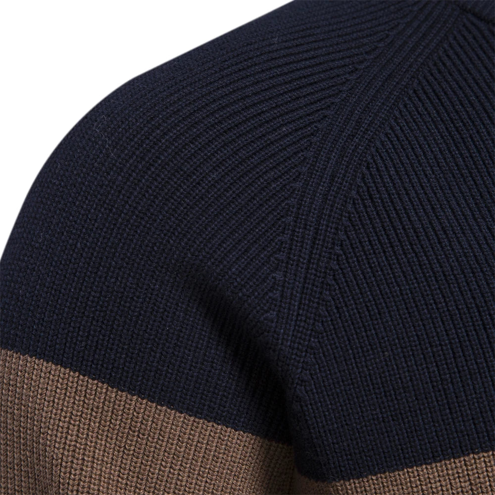 Men's Autumn and Winter Patchwork Colour Sweater For Men Zipper Cardigans High Quality Male Cotton Sweater