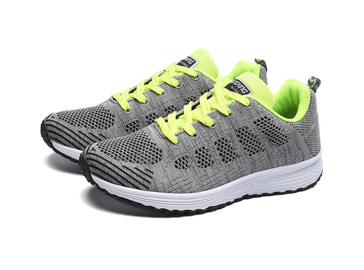 Women's Sneakers Breathable 2025 New Fashion Flat Outdoor Woman Vulcanize Shoes Mesh Fabric Lace Up Ladies Shoes Female Footwear