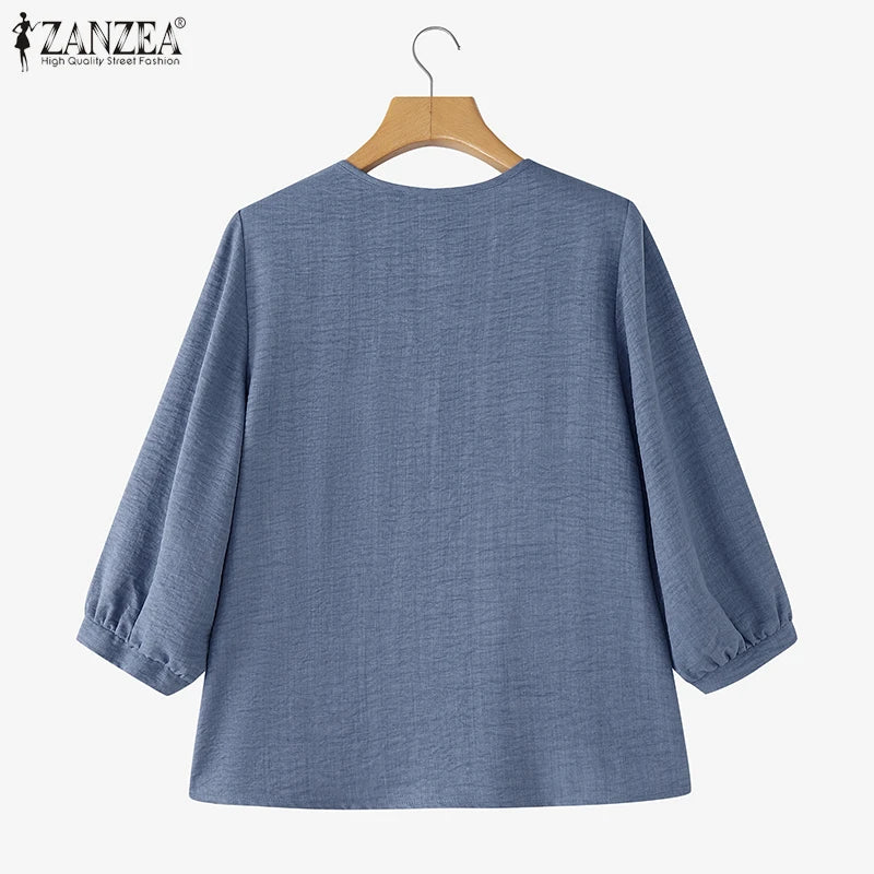 2025 Autumn Office Shirts Women Long Sleeve Buttons Blouses Casual O Neck Solid Loose Tops Female Work OL Blouses Chemise