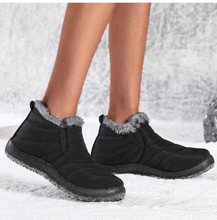 Women's Winter Waterproof Warm Fur Walking Shoes Moccasin Ladies Casual Footwear For Women