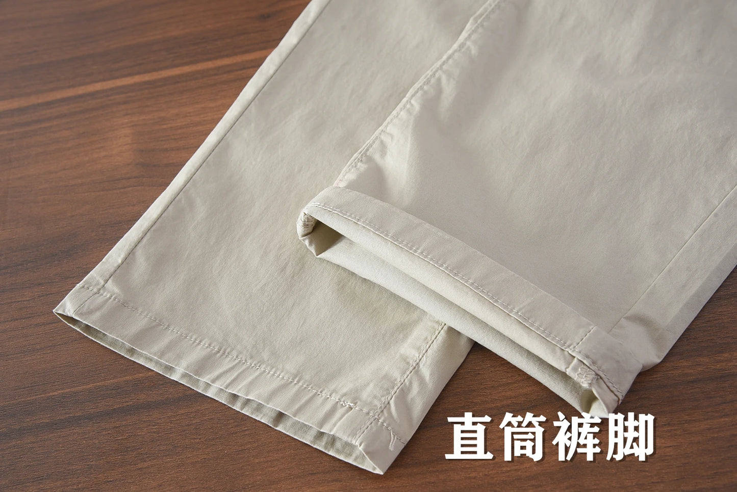 2025 Summer New American Retro Thin Micro Elasticity Casual Pants Men's Simple 97% Cotton Slim CHINO Business Straight Trousers