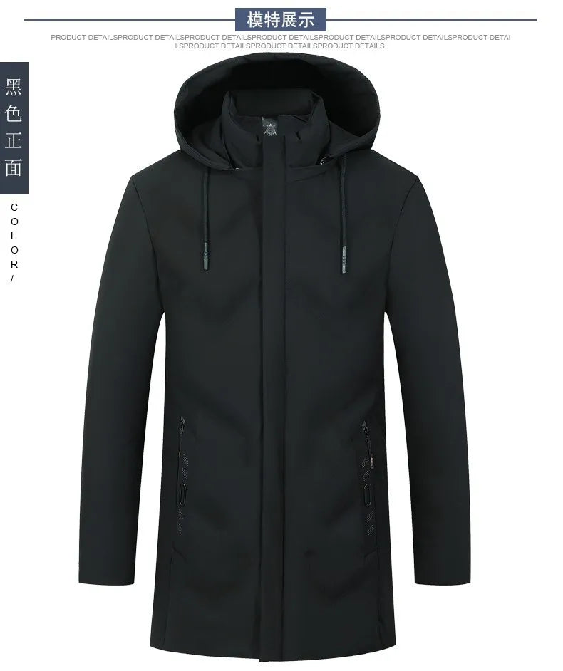Men's Top Grade Designer Brand Parka Jacket, Thick Casual Fashion Windbreaker, Hooded Quilted Bubble Male Long Coats