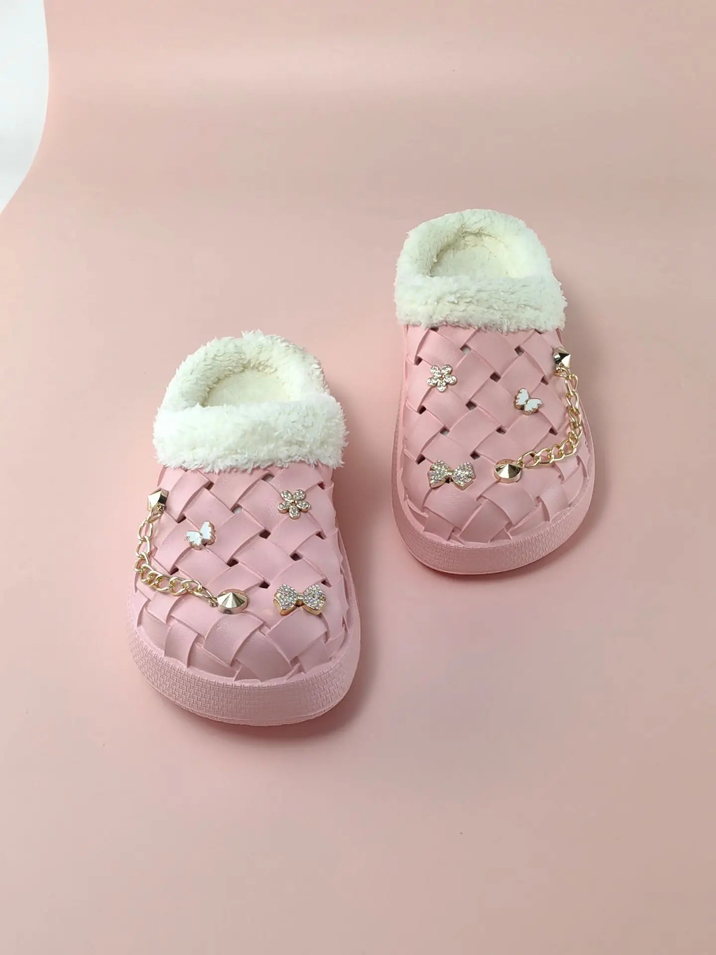 Kids' Slippers House Shoes Cartoon PU Leather Bow Winter Shoes Warm Anti-Slip Soft Bottom Shoes For Girls Size 40-45