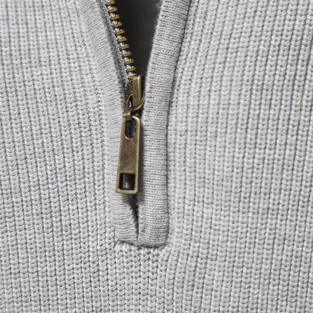 Men's Autumn Cotton Zipper Cardigan Casual Social Sweaters High Collar Warm Winter Knitted Sweater For Men