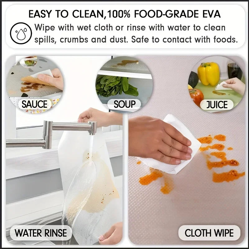 4 stuks EVA waterdichte koelkastmat, wasbaar, schimmelwerend keukenmatje, anti-olie kastlade placemat, warmte-isolerende koelkastmat