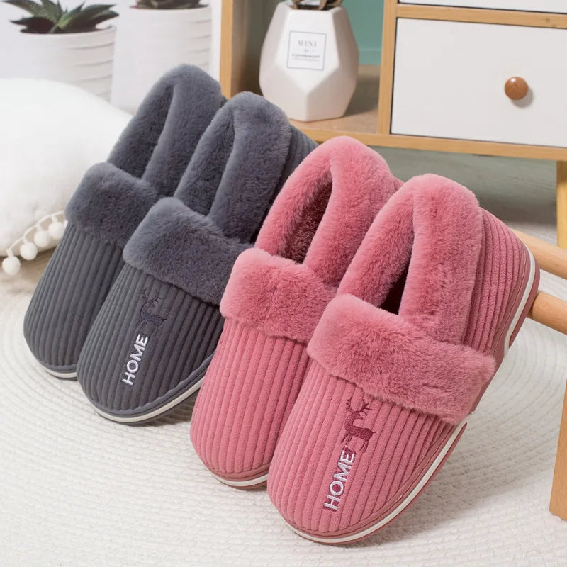 Unisex Warm Plush Winter Slippers Indoor Furry Fluffy Cotton Slides Suitable As Comfortable Home Bedroom Shoe For Men & Women