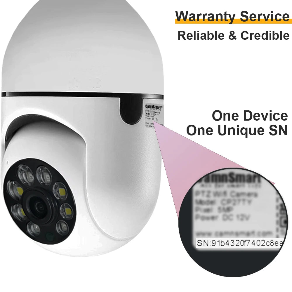 6MP Tuya E27 Bulb Camera WIFI PTZ Videobewaking Babyfoon Kleur Nachtzicht Binnen Smart Life APP Bediening IOS Android