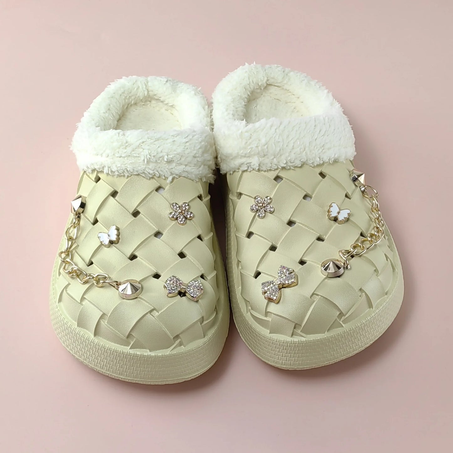 Kids' Slippers House Shoes Cartoon PU Leather Bow Winter Shoes Warm Anti-Slip Soft Bottom Shoes For Girls Size 40-45