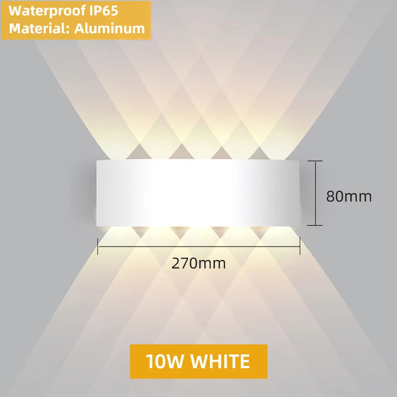 Aluminium binnenwandlamp, waterdichte IP65 LED-wandlamp, buitenverlichting voor in de tuin, slaapkamer, woonkamer, loft, decoratie, trapverlichting