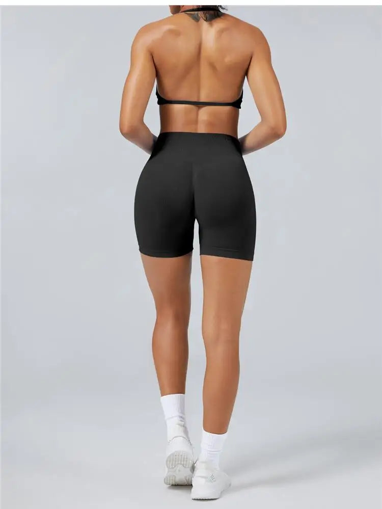 Seamless High Support Impact Yoga Bra Women Strappy Sport Bra Thin Strap Halter Workout Tank Fitness Top Gym Wear