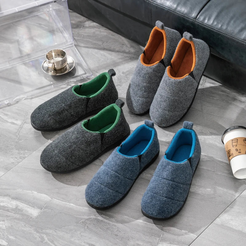 Men's Winter Plush Slippers Warm Fuzzy Soft Bottom Slides Comfortable Bedroom Shoes Indoor Male Anti-Slips Slippers