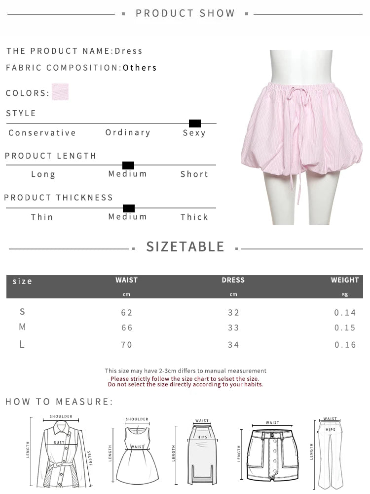 Sweet Fit Striped Print 2Piece Set Women Patchwork Button Hollow Backless Button Tops + Lace-Up Puffy Skirt Matching Suit