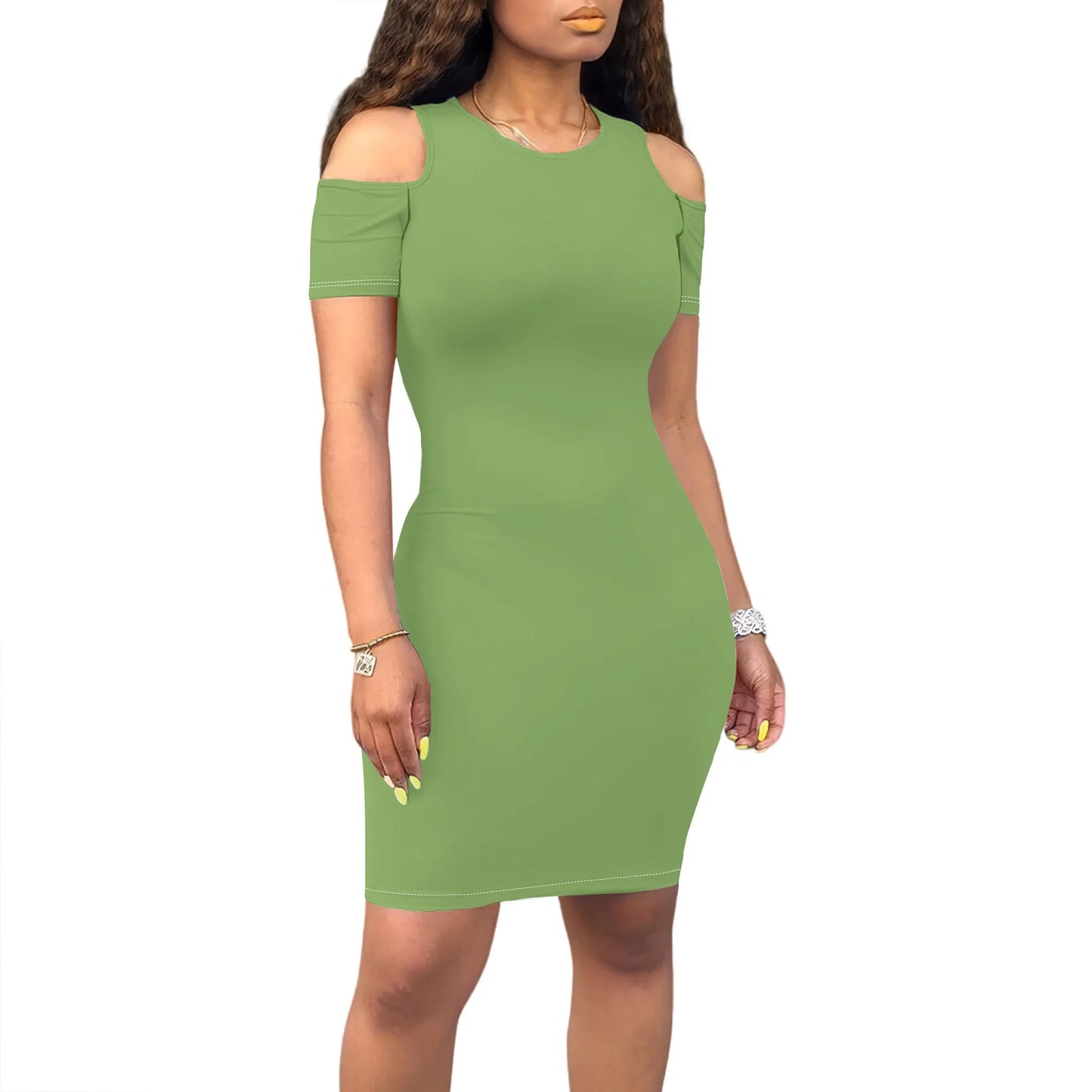 Summer Off Shoulder Dresses for Women Summer Crewneck Short Sleeve Casual Knee Length T Shirt Going Out Dresses