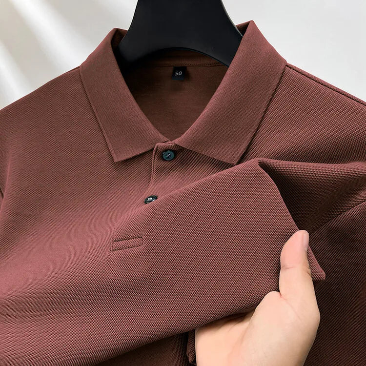 Men's 100% Cotton Polo Shirt, Four Seasons Universal Leisure Long Sleeve, Breathable Lapels T-shirt, Perfect and Durable for Golf Sports