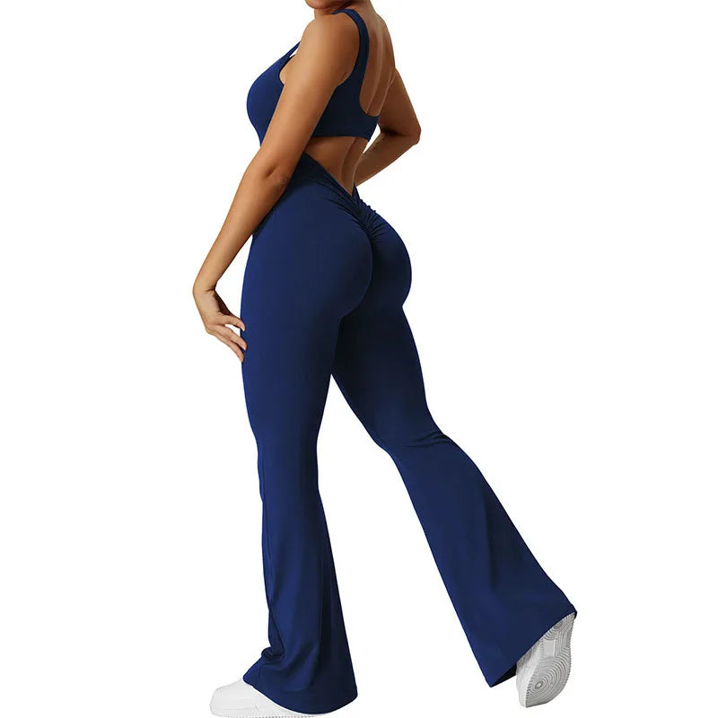 Sexy strakke jumpsuits voor dames, effen kleur, uitgehold, rugloos, mouwloos, yoga-rompertjes, vrouwelijke stretch, workout, liftende heupen, bodysuits