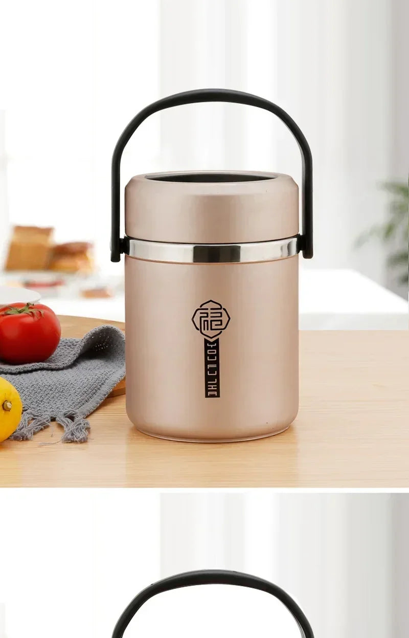6 Hours Thermal Vacuum Lunch Box 304 Stainless Steel Insulated Worker Adult Food Container Large Picnic Student Bento Box Set