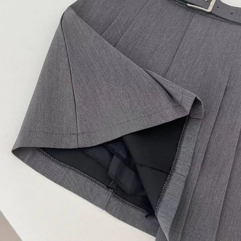 Preppy Style A-Line Skirt for Women Summer New High Waist Black Gray Pleated Skirts Female Casual Student Mini Skirts