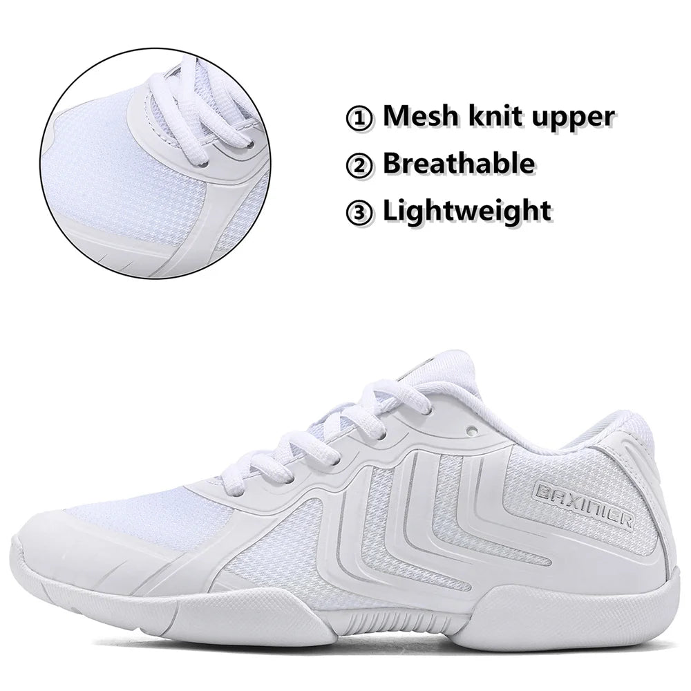 Girls White Cheerleading Shoes Lightweight Youth Cheer Competition Sneakers kids Breathable Training Dance Tennis Shoes