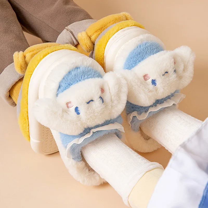 Kids' Slippers House Shoes Kuromi Cartoon Winter Shoes Warm Anti-Slip Soft Bottom Shoes For Girls Size 24-41