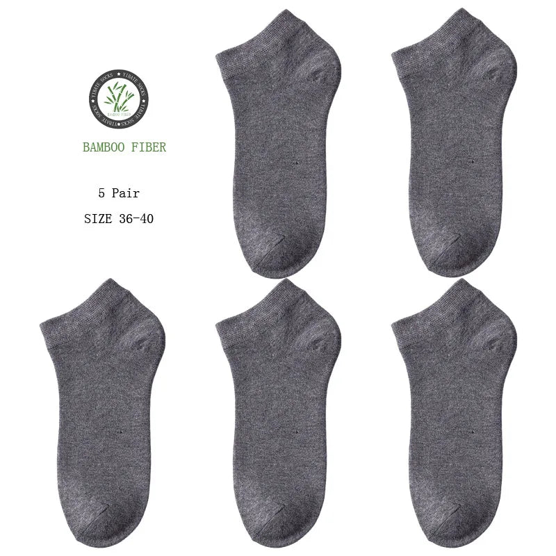 5 Pair Women's Ankle Bamboo Fibre Socks Solid Colour Summer Breathable Casual Short Socks High Quality Woman Boat Socks Set