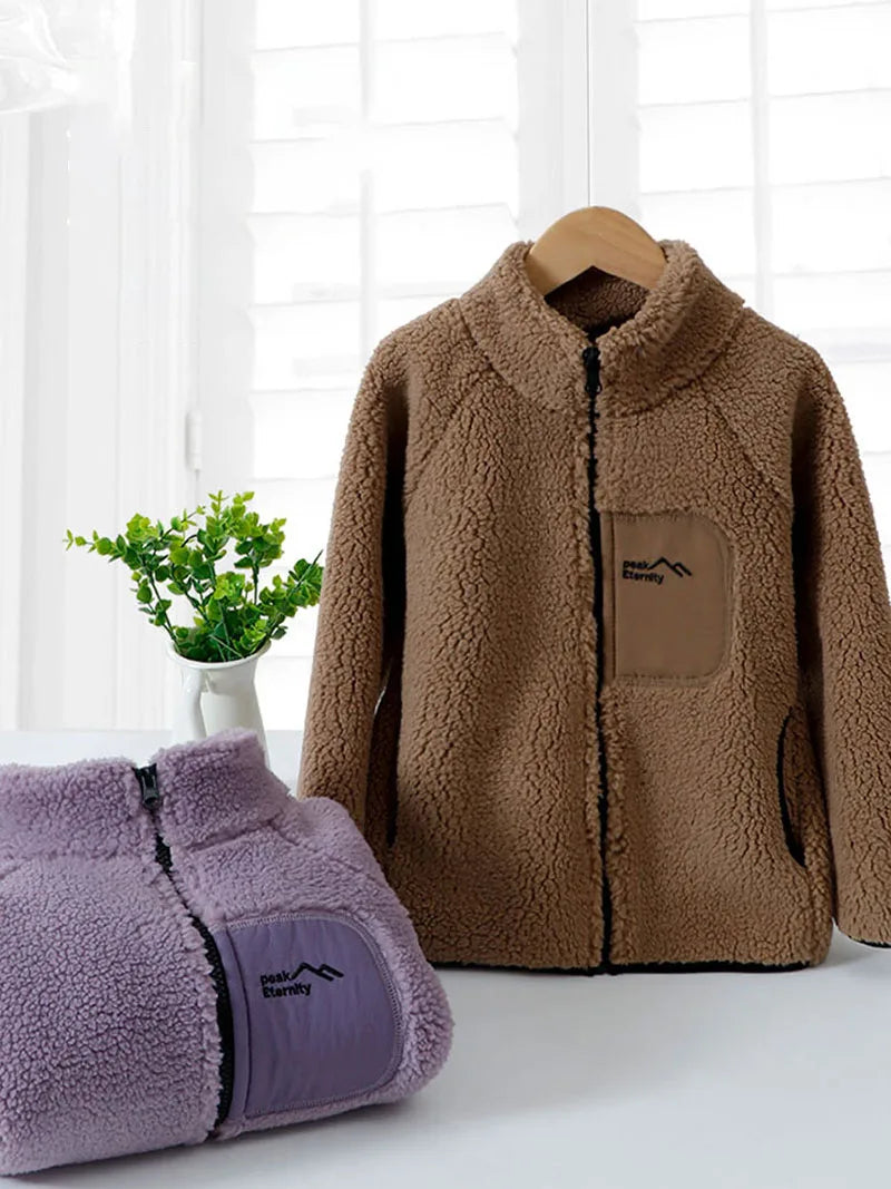 Children's Winter Warm Thicken Jacket Patch Letter Fleece Padded Coat Korean Loose Kid's Outwear 4-12T