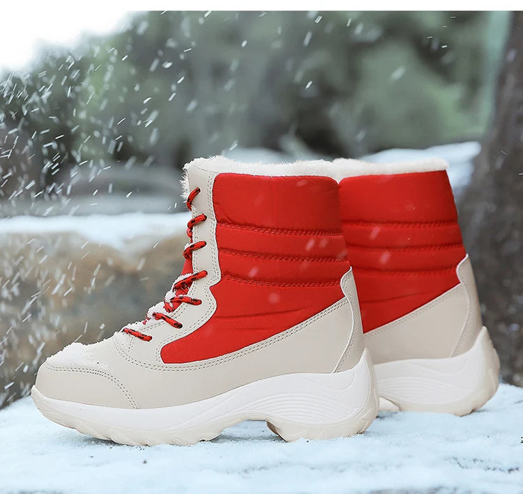 Women's Boots Snow Solid Shoes Woman Platform Women Shoes 2025 Trend Mid Women's High Boots Plush Women Boots Botas Mujer