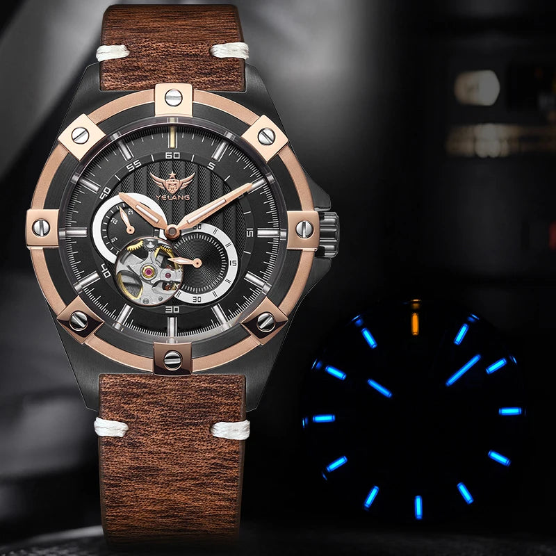 Yelang V1024 Men Brand Watches 44mm Japan Miyota 82S7 Automatic movement Luminous Men 100m Water-Resistant Watch Military Style
