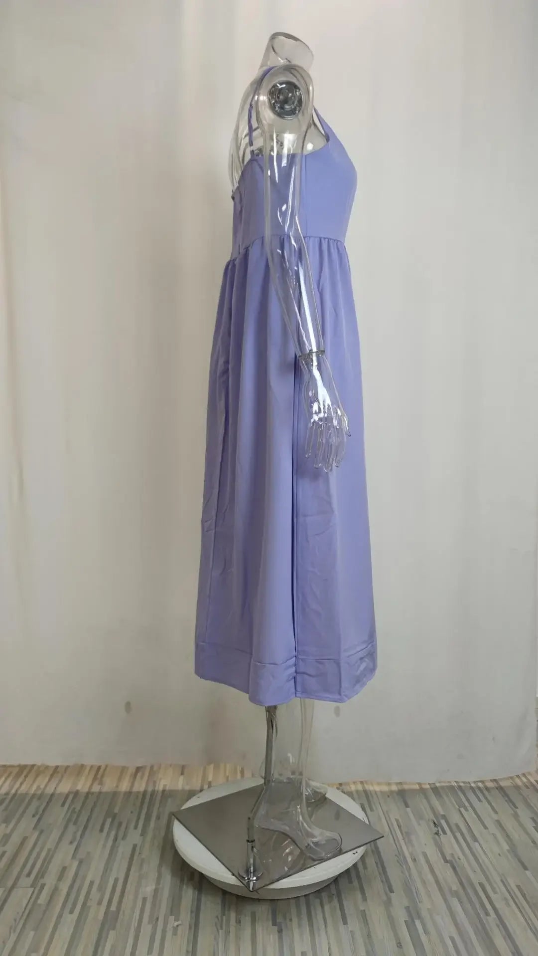 U-neck Summer Women's Dress Vintage Elegant Sleeveless Camisole Slim Pleated Sundress Loose Host A Performance Party Long Dress