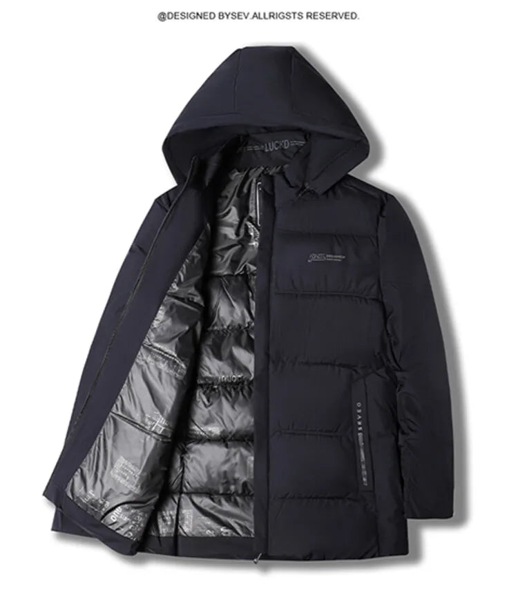 Men's High-Quality Hooded Thickened Warm Cotton Coat, Suitable for Daily Commuting, Elegant Business and Casual Wear Size L-5XL
